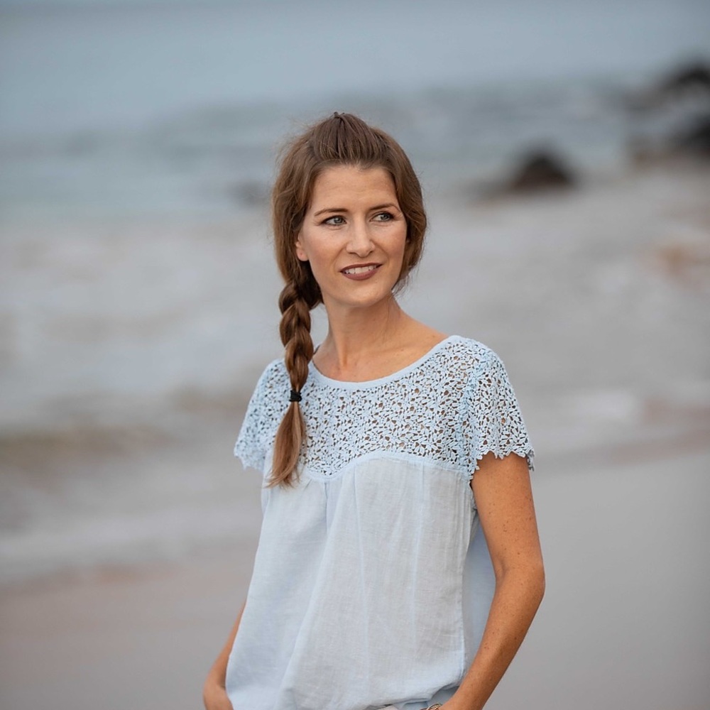 100% cotton and lace blouse